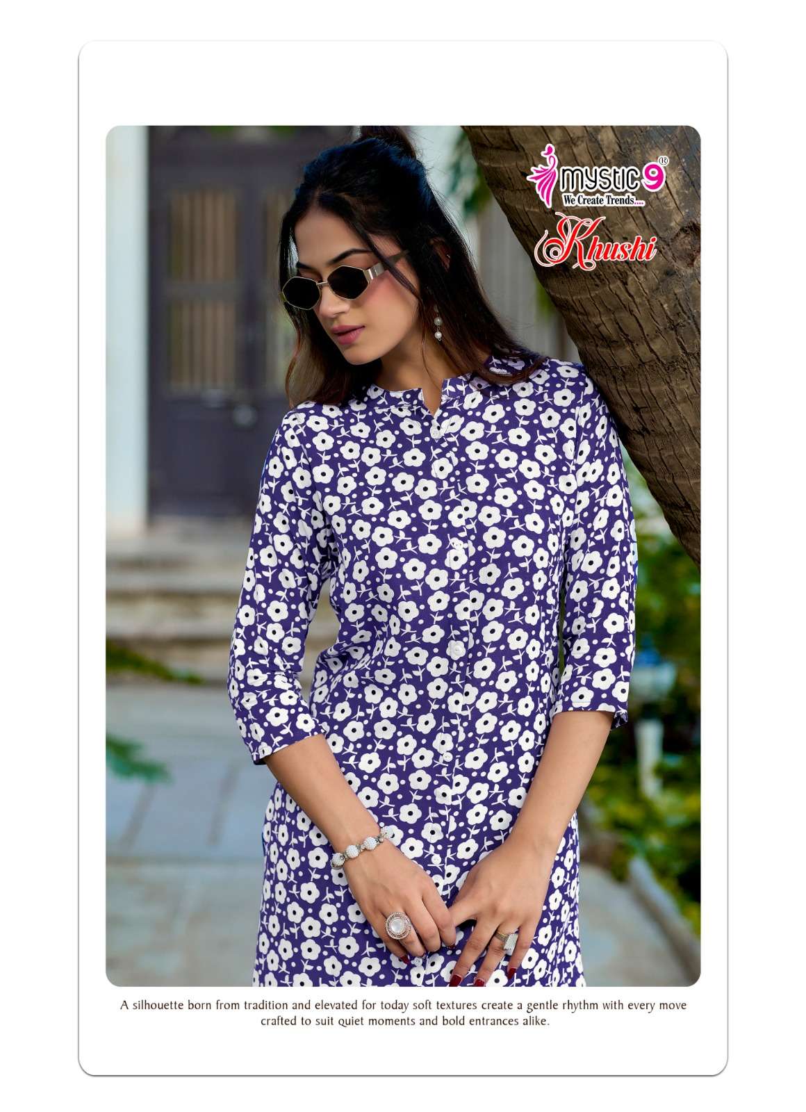 MYSTIC 9 KHUSHI VOL 9 HEAVY VISCOSE PRINT CO ORD SET CATALOGUE WESTERN OFFICE INDIA SHOP